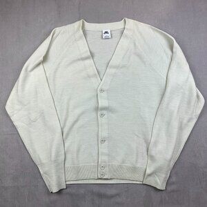 Nike SB Mens Sweater Large White Cardigan V-Neck Long Sleeve Wool FQ0515-072